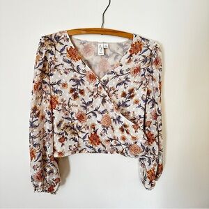 JOIE Floral Smocked Wrap Top